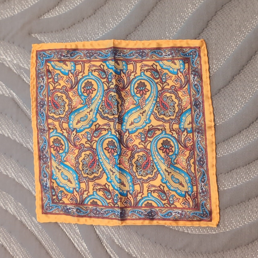 Yellow Paisley pocket square